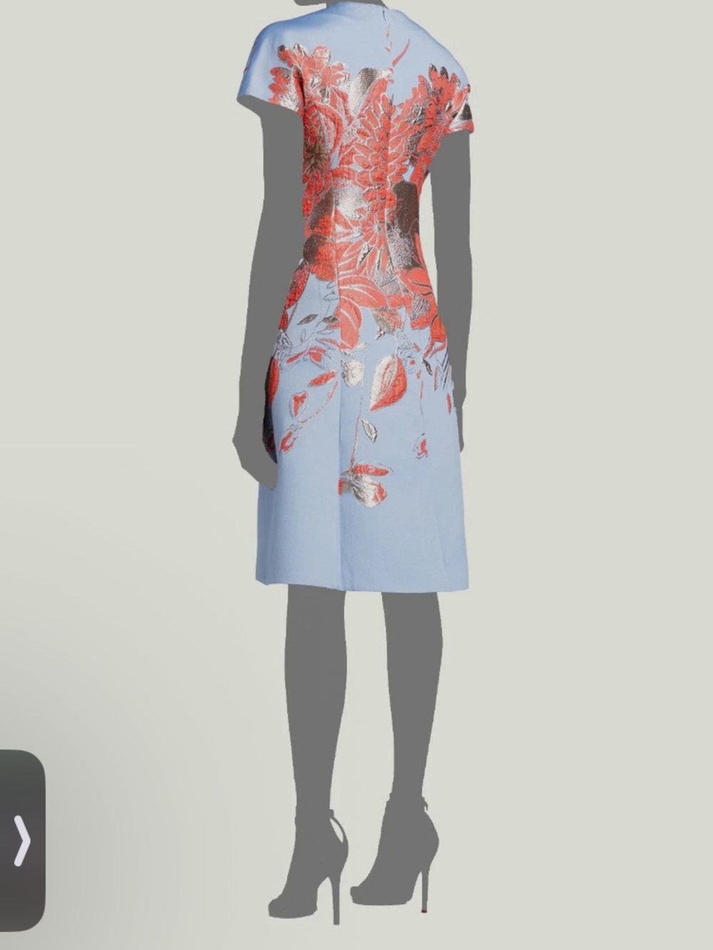 Rickie Freeman for Teri Jon Light Blue Dress with Coral Floral Embroidery Size 4 - Picture 4 of 9
